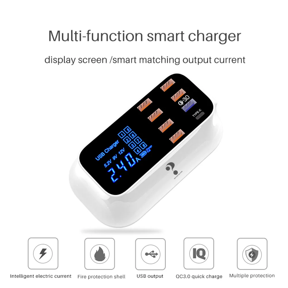 Офисное быстрое многопортовое Зарядное устройство USB для телефона дома lcd type-c