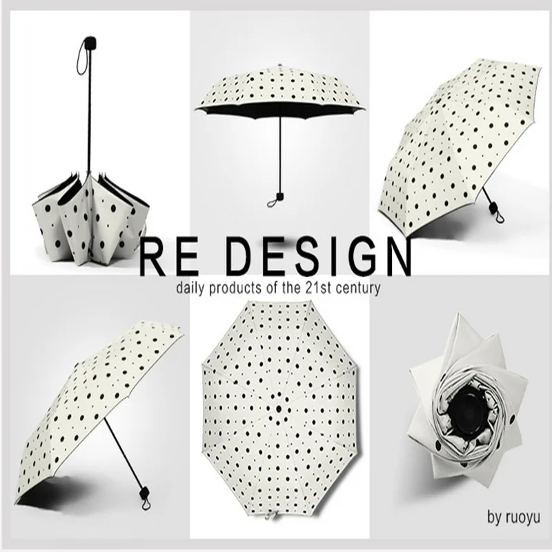 Женский складной зонтик с волнистой точкой солнцезащитный козырек на 30%