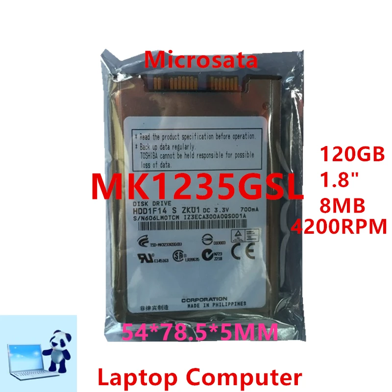 

Новый оригинальный HDD для Toshiba 120G 1,8 "Micro SATA 3 ГБ/сек. 8MB 4200RPM для внутреннего жесткого диска для ноутбука HDD для MK1235GSL