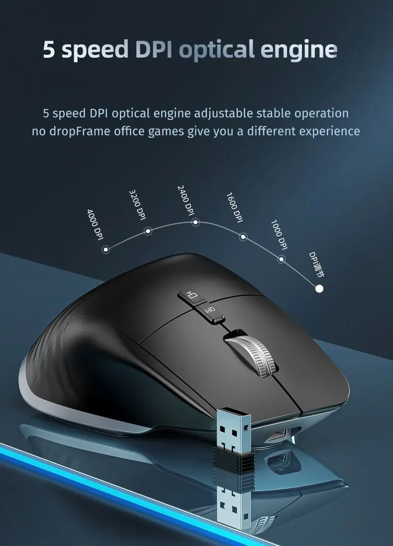 vsvabefv wireless silent mouse 2 4g usb rechargeable gaming mouse 4000dpi optical ergonomic suitable mouse for pc laptop office free global shipping