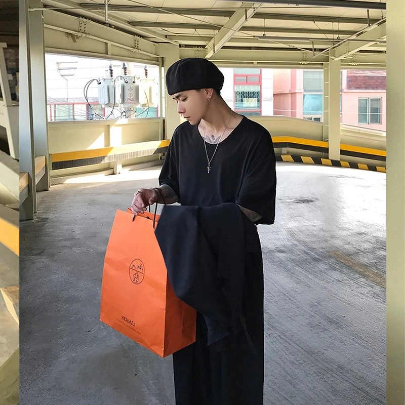 

Round neck short sleeve T-shirt summer loose and versatile men's cotton half sleeve top