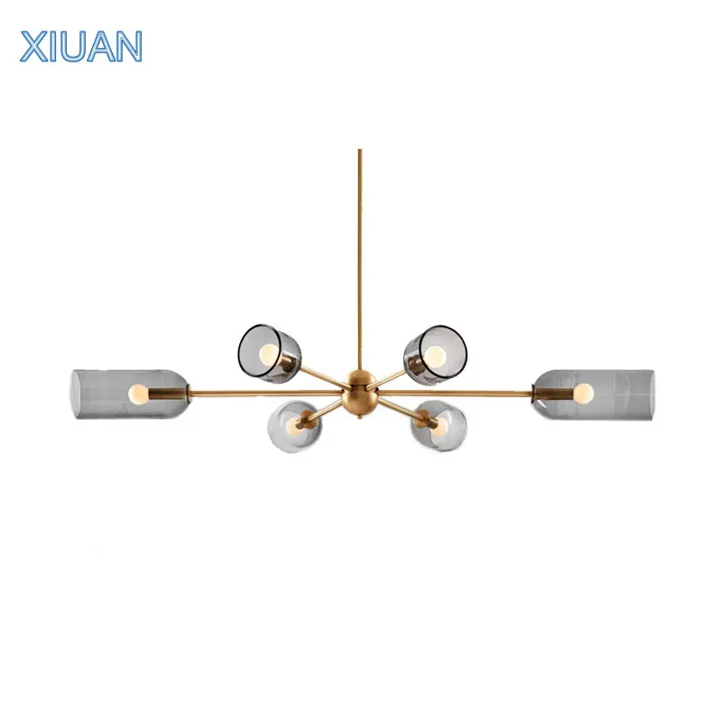 Люстра в стиле постмодерн светодиодная лампа с абажуром из дымового серого