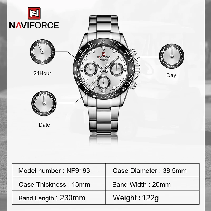 NAVIFORCE Top Brand Sports Quartz Watches Luxury Gold Stainless Steel Watch Male Waterproof Wrist Watch For  Men Reloj Hombre