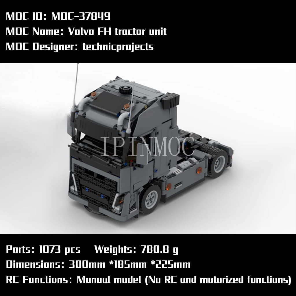 

Creative MOC Compatible with Lego Small Particles Puzzle Toy MOC-37849 Volvo FH Tractor