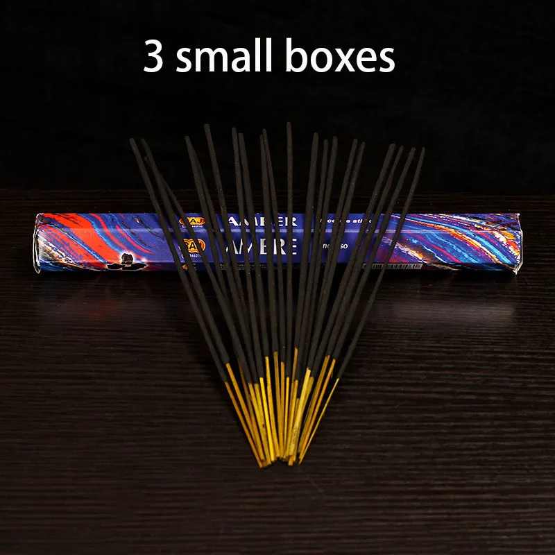 only incense Новые янтарные индийские ароматические палочки 3 маленькие коробки Домашний Аромат ручной работы палочки для благовоний можно выбрать курильницы деревянные буддийские - Аромат: only incense