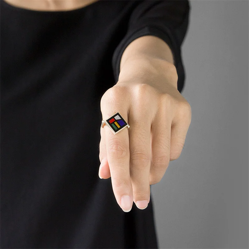 INATURE красочные светильник 925 стерлингового серебра натуральный камень кольцо на