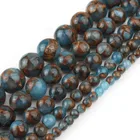 Бусины из натурального камня, голубого цвета, перегородчатого цвета, гладкие круглые бусины россыпью, аксессуары для браслетов размером 6, 8, 10 мм