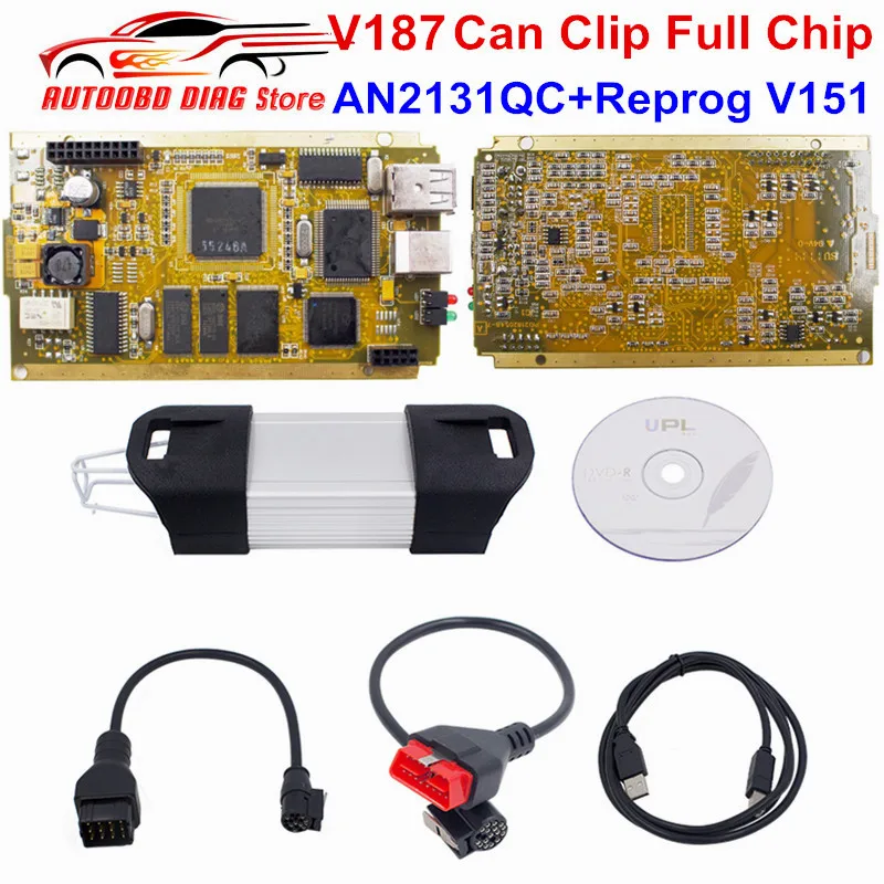 Новейший V190 Can Clip Full Chip Gold CYPRESS AN2131QC Reprog V177 Can Clip OBD2 диагностический инструмент интерфейс OBDII код ридер