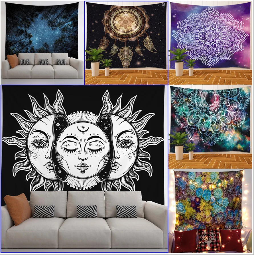 

High Quality 2M Big Dreamcatcher/Black White Color Sun Moon Goddess Printed Tapestry Background Decorative Tapestry Multi Styles