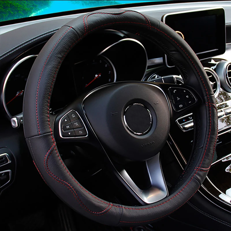 

Чехлы рулевого колеса автомобиля Защита плеч, Высококачественная воловья кожа, 38 средний корпус, противоскользящий автомобильный протекто...