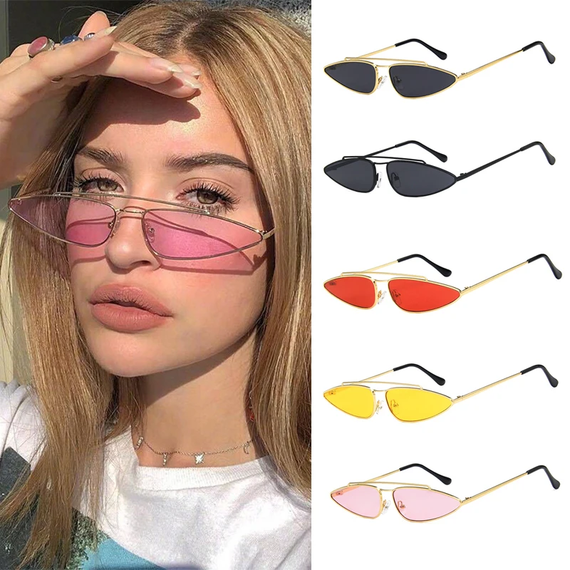 

Metal Small Frame Sunglasses Fashion Drop-Shaped Cat-Eye Sunglasses Trend Ocean Color Sunglasses Gafas De Sol De Montura Pequeña
