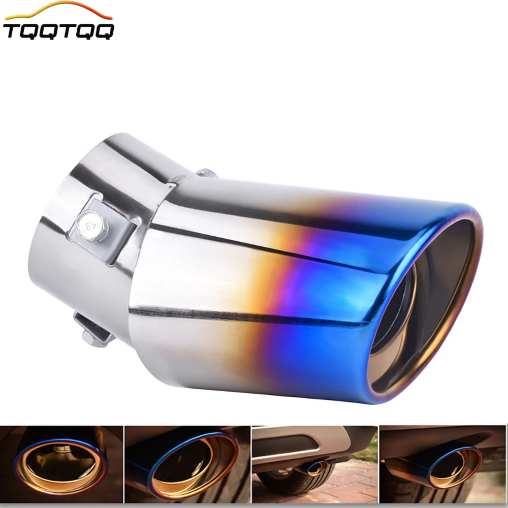 

1 шт. выхлопная труба из нержавеющей стали для автомобиля 2,5 дюйма/63 мм, глушитель с крышкой, обжаренный синий