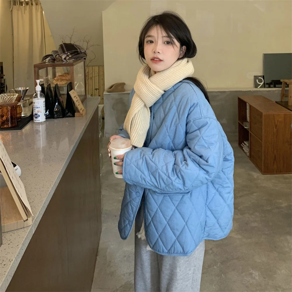 

Cotton Padded Jacket Women Winter Clothes 2021 Loose Casual Solid Color Thicken Warm Long Sleeve Single Breasted Women Jackets