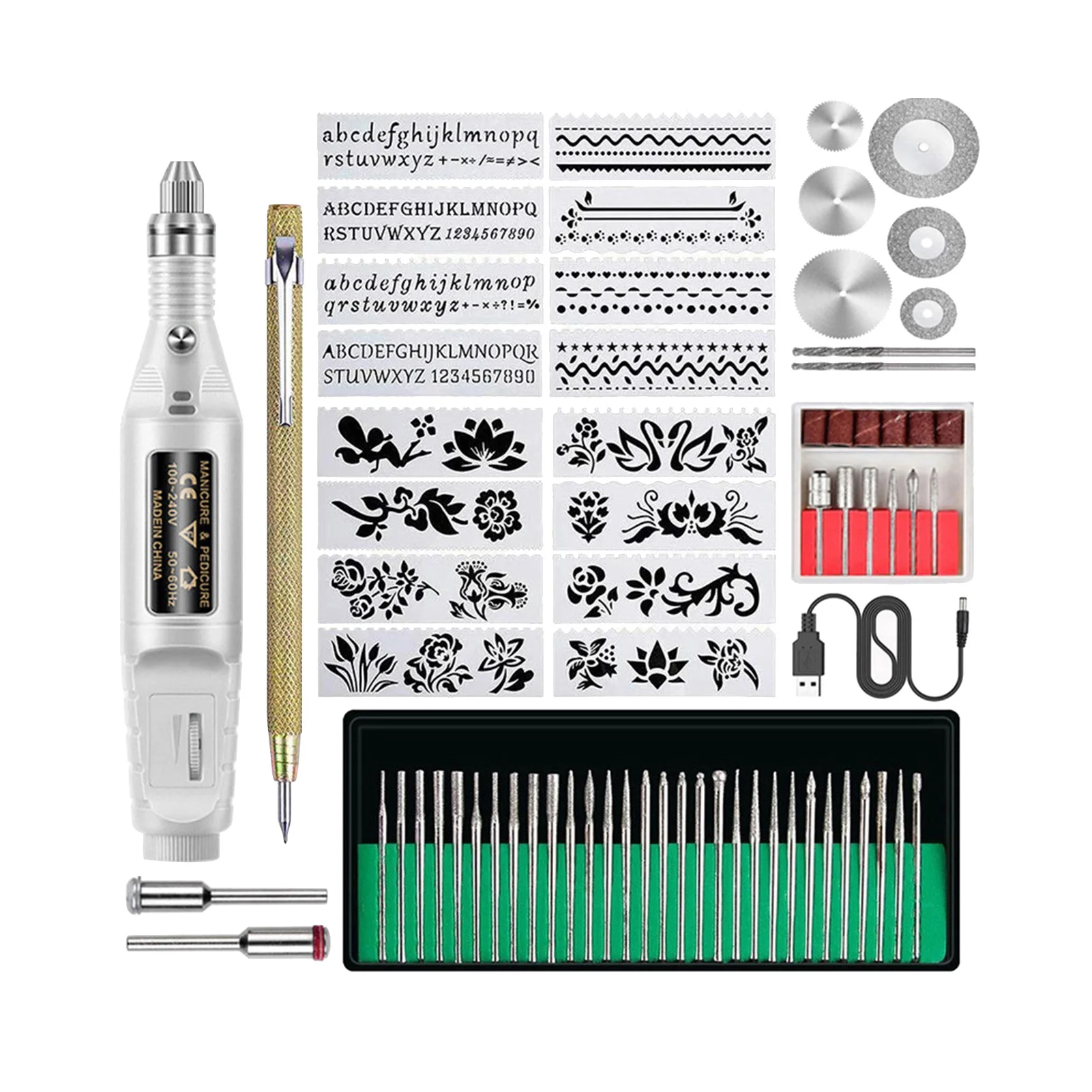 

Electric Engraving Tool Kit Adjustable Speed Jewelry Mini Wood DIY Micro Engraver Metal Etching Pen Corded Nail Art Stones Glass