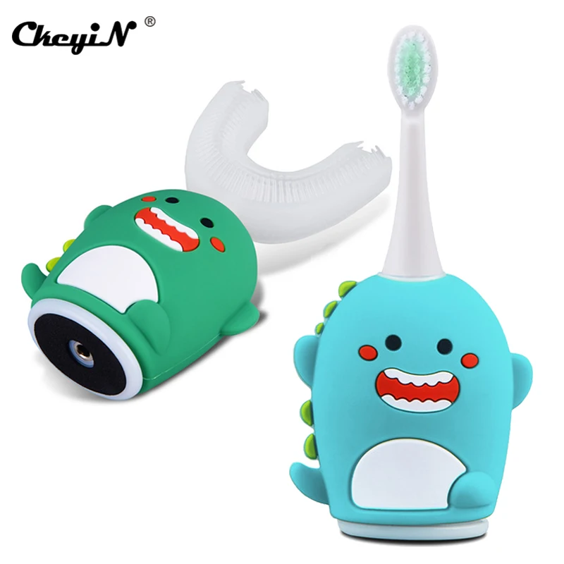 

CkeyiN умная Ультразвуковая электрическая зубная щетка U-образной формы, Детская силиконовая автоматическая ультразвуковая зубная щетка, дет...