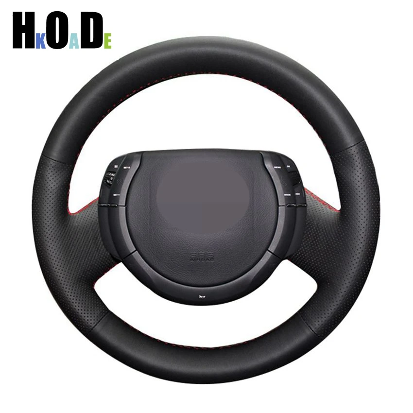 Чехол на руль из искусственной кожи прошитый вручную черный цвет для Citroen Triumph Old C4