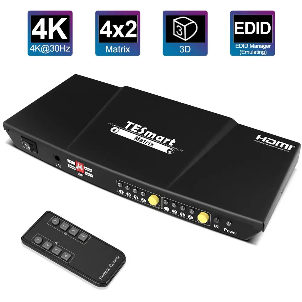 4X2 Matrix Support Ultra HD 4K@30Hz 3D 1080P with S/PDIF Audio Output