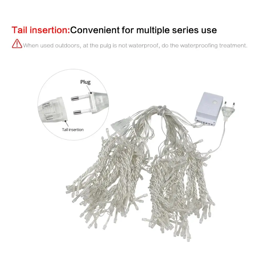 Рождественская светодиодная гирлянда занавеска Новогодняя сосулька 10 м 220 В/110 В