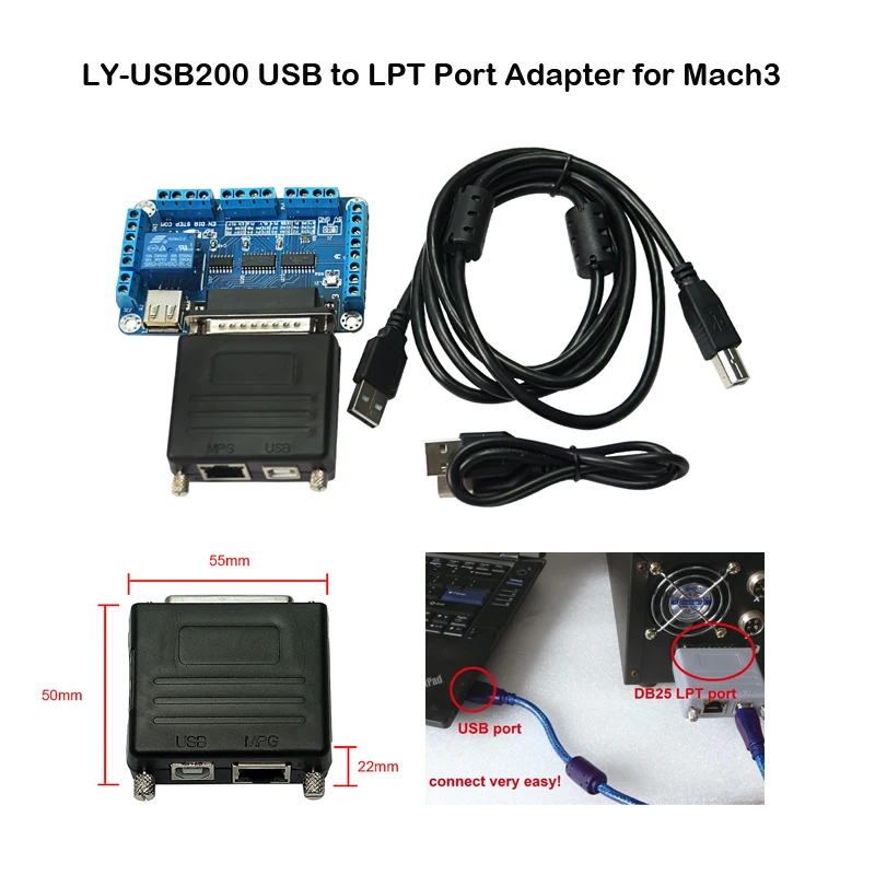 LY USB200 USB К LPT Порты и разъёмы адаптер для MACH3 к параллельному конвертер 6 осевой