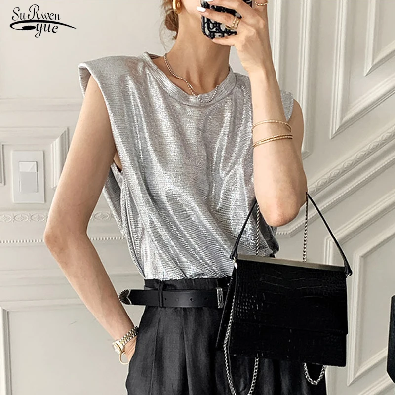 

Fashion Flying Sleeve Sequins Clothes Casual Plus Size Women Tops 2021 Summer Korean Style Shirt Femme Blusas Elegantes 15370