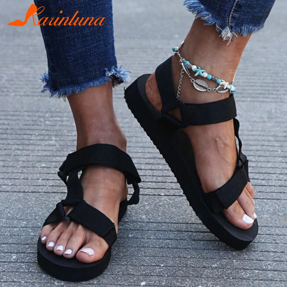 

KARINLUNA 2021 New Fashion women's Sandals Flat With Casual Comfort Shoes Woman Beach Light Ladies Sandals Women Big Size 35-43