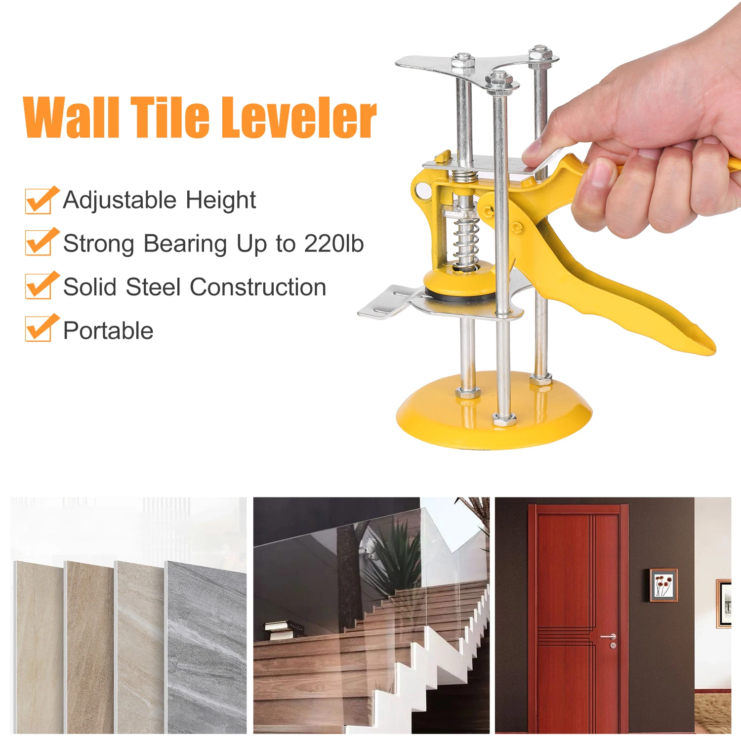

Wall Tile Leveler Locator Portable Tile Leveling System Tool with Adjustable Height Holds Up to 220lb Leveling System