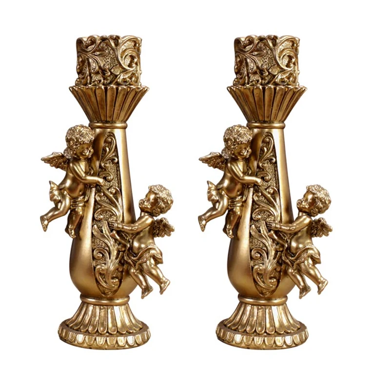 

European retro angel candlestick home decoration resin candle holder Living room porch decoration crafts wedding candlestick