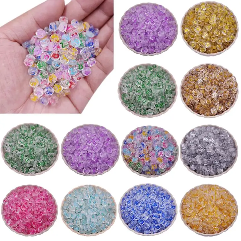 

50pcs Transparent Acrylic Beads With Colorful Letters, Used For Jewelry, Bracelets, Necklaces,Exquisite Jewelry,Diy Handmade New