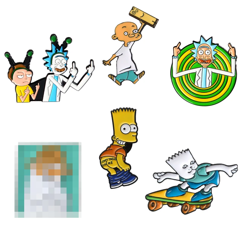 Забавная мультяшная булавка Jonny и доска эмалированные булавки броши скейтборд