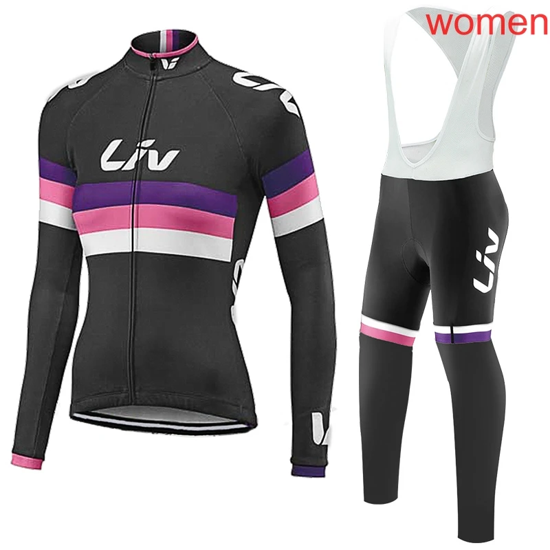 

New Women's Cycling Jersey Bike Long Sleeve shirt bib pants Road Bicycle Wear Spring Autumn racing clothes maillot Ciclismo Y320