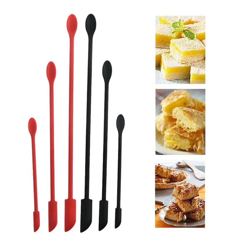 

3PCS Reusable Silicone Spatula Double-headed Mini Jar Scraper for Beauty and Kitchen