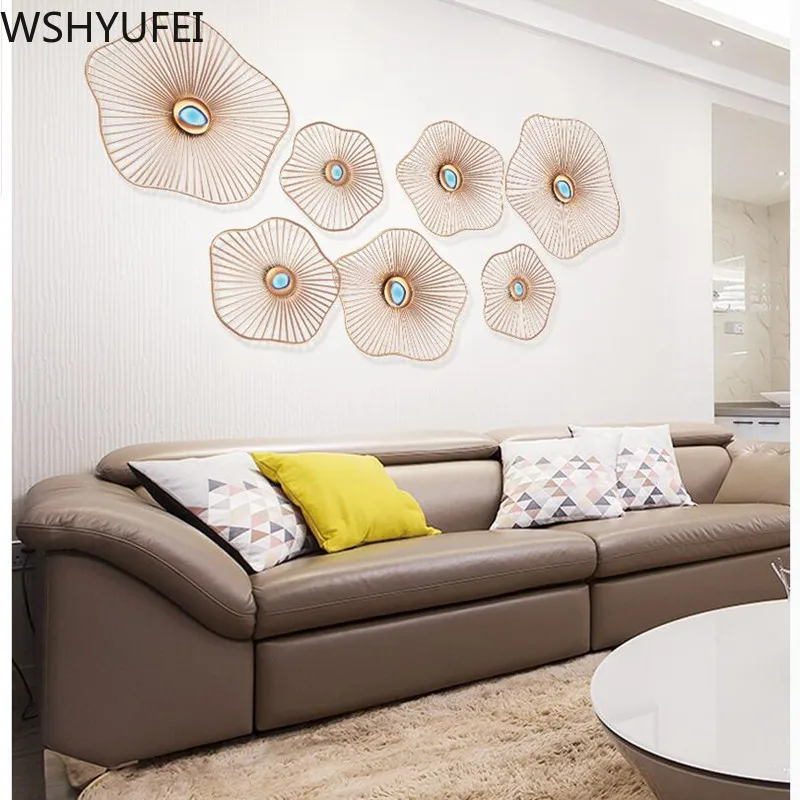 Современная Настенная роспись из кованого железа с листьями лотоса украшения