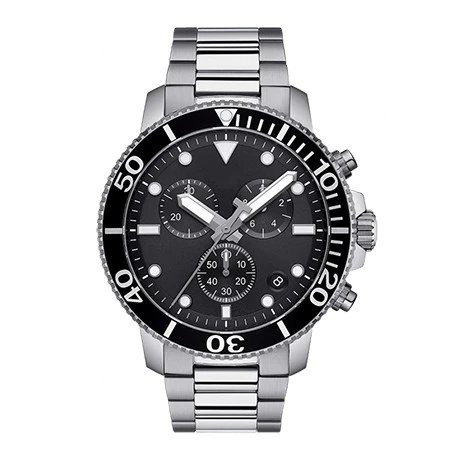 

High-end Men's Watch Seastar 1000 Quartz Chronograph Black Dial Stainless Steel Bracelet Sapphire Glass