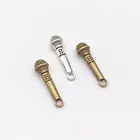 Модные подвески с музыкальным микрофоном, Металлические Подвески для изготовления ювелирных изделий ручной работы, 24*7*6 мм, 22 шт.