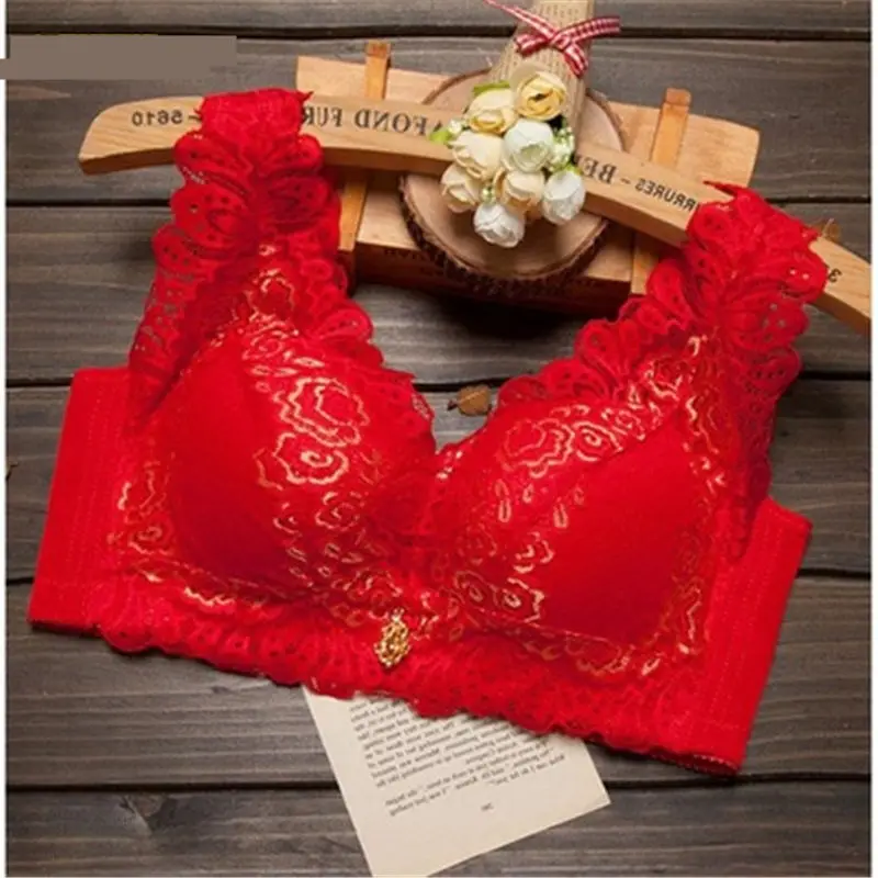 Sexy Deep U Cup Bras For Women Push Up Lingerie Bra Wire Free Bralette Backless Plunge Intimates Female Underwear - Цвет: Красный