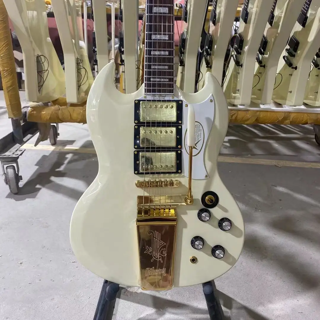 

SG G400 электрическая гитара кремовая белая Золотая фурнитура три пикапа система рекротов корпус из красного дерева бесплатная доставка