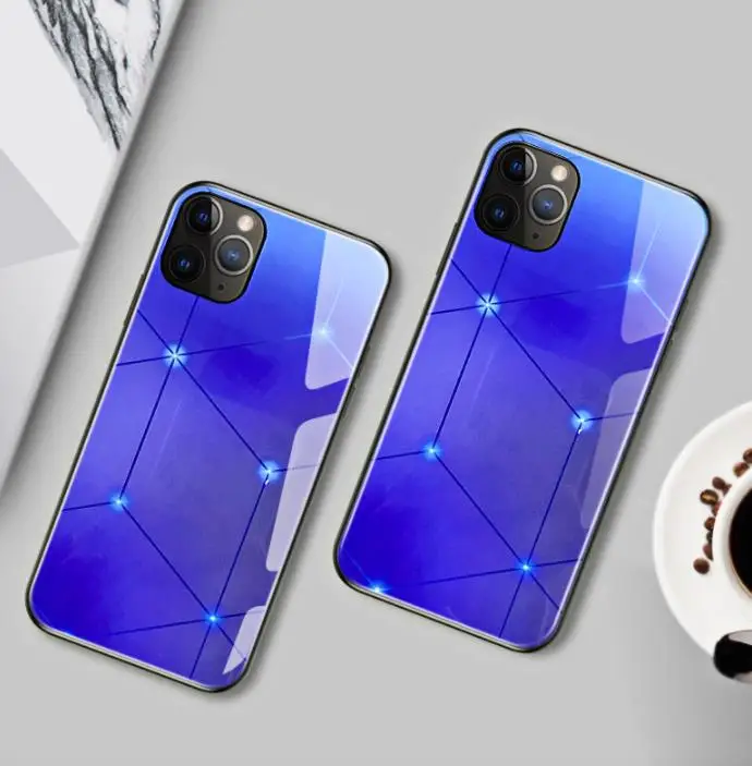 

Voice control phone case Apple logo Big Dipper iphone 12 7 8 11 X XS XR MAX Pro luminous protection phone shockproof glass case