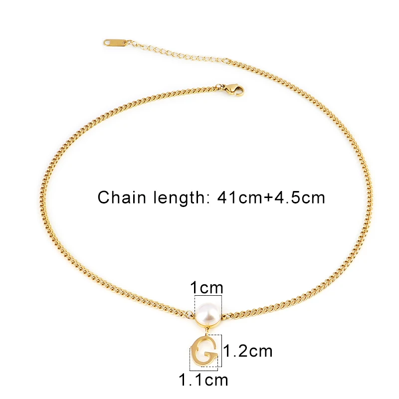 

Stainless Steel Pearl H Letter Necklace Pendant Necklaces For Women Necklace Gold Thick Chain Women Jewelry Gift