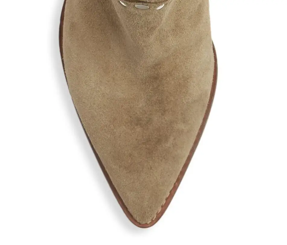 Женские замшевые ботильоны светильник заклепками светло-коричневые байкерские