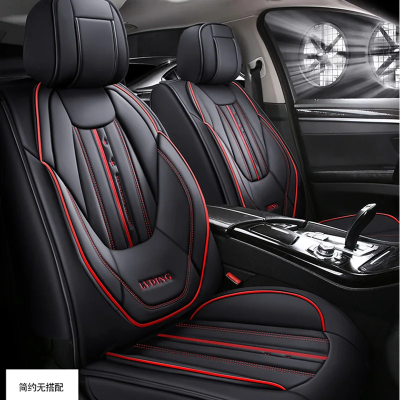 Car Seat Cover Lzcs Front/Rear Vehicle Cushion Not Moves Universal Pu Leather Black/Red Non-Slide For Benz GLC D3 X45 | Автомобили и