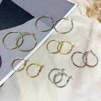 2 5 7cm size metal circle hoop earrings for women gold vintage hip hop exaggerated korean fashion dangler party trend jewelry
