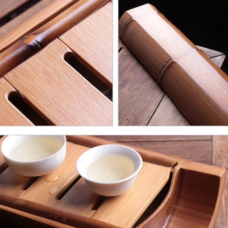Бамбуковый поднос для чая Gongfu аксессуары церемоний хранилище воды с дренажной