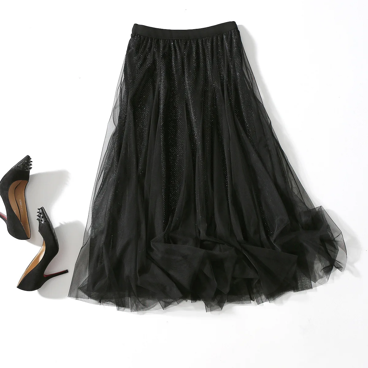 Женские осенние сексуальные кружевные плиссированные длинные юбки для дам