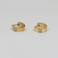 high end pvd plated stainless steel jewelry zirconia huggie earring wholesale for women