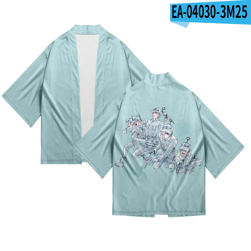 

Printing Japanese Anime Kimono Haori Yukata Boys Cardigan Fashion Cells at Work! 3D Cool Short Sleeve Summer Casual Women/mens