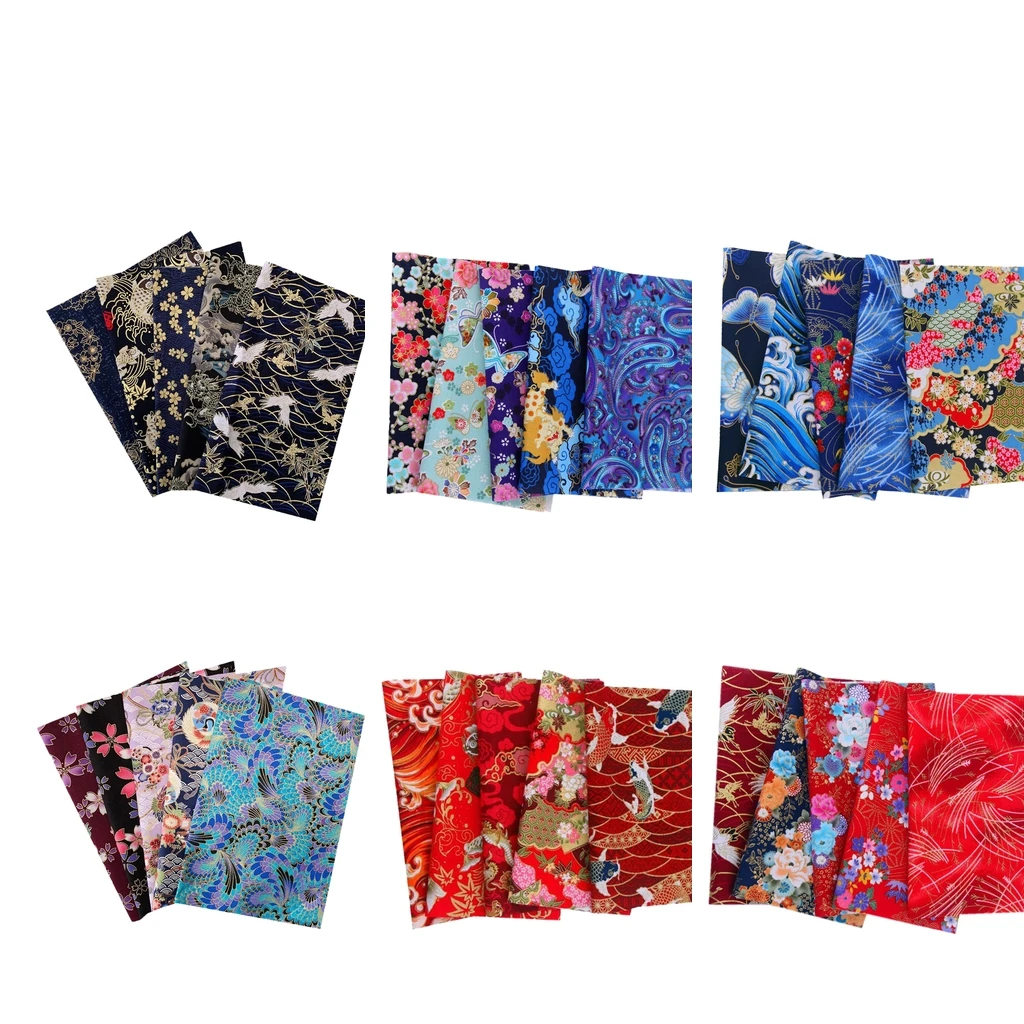 

30Pieces Japanese Sakura Cherry Blossom Bronzing Floral Fabric Fat Quarter Bundles,Pre-Cut Quilt Quilting Fabric