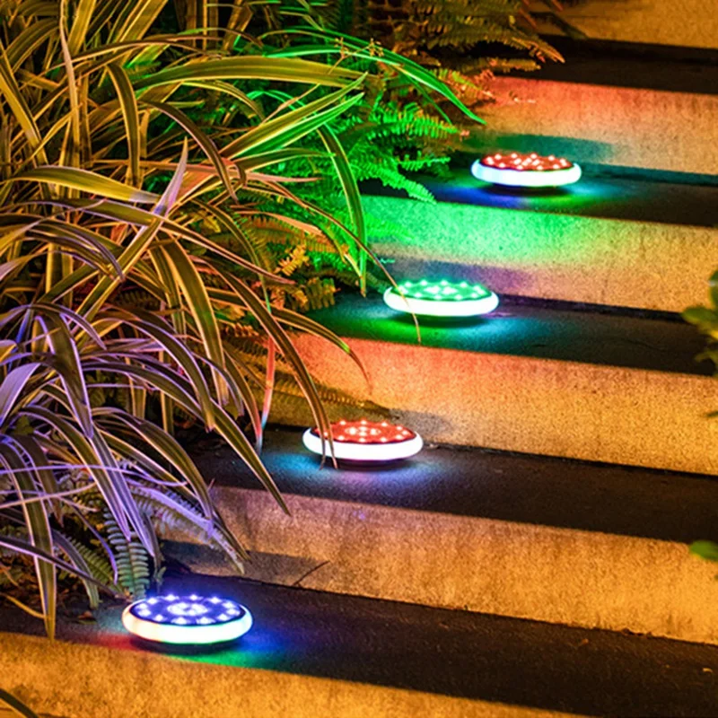 구매 RGB 태양광 통로 잔디 조명, 30 LED 태양광 정원, 바닥 조명, 야외 경로, 지상 조명, 태양광 데크 램프, 4 개
