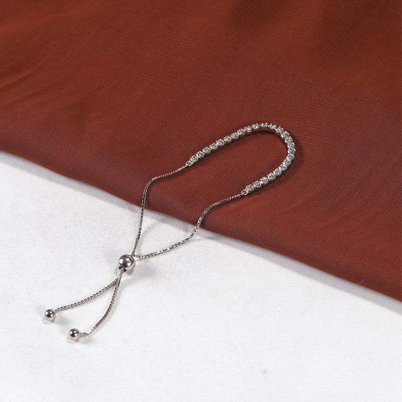 

Romantic 100% 925 Sterling Silver Created 2.5mm Sparkling Bracelets For Women High Carbon Diamond Gift Fine Jewelry Gift
