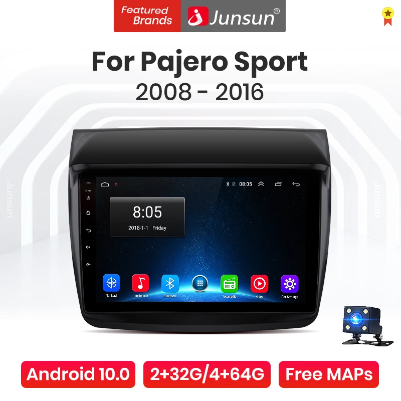 Автомагнитола Junsun V1 Pro 4G CarPlay Android 10 мультимедийный плеер для Mitsubishi Pajero Sport 2 L200 Triton
