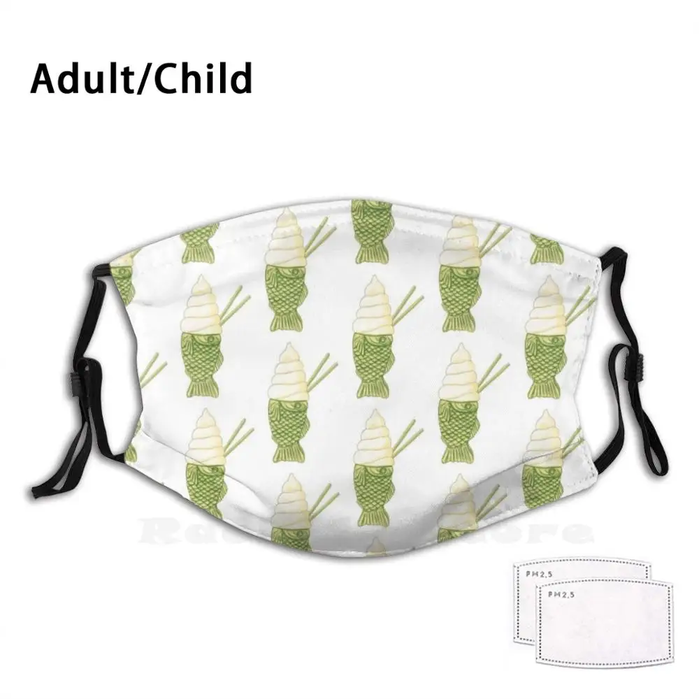 Маття Taiyaki акварельная иллюстрация моющаяся маска с фильтром для защиты от пыли